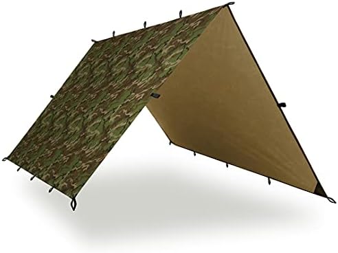 AquaQuest Defender Square Tarp - Waterproof, Durable and Versatile Nylon Tarp Tent Shelter, 10 by 10 ft, Woodland Camo
