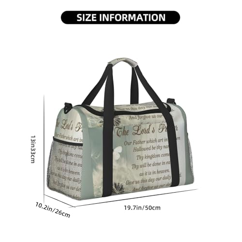 Dandelion The Lord'S Prayer Large Travel Duffle Bag – Durable Polyester Weekender with Hand Carry & Shoulder Strap for Sports & Outdoor4
