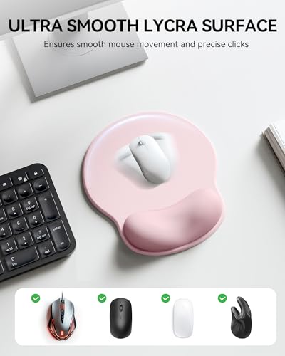 Image of Mouse Pad with Wrist Rest, Ergonomic Mouse Pads for Desk, Office Non-Slip Mousepad with Gel Wrist Support(Light Pink, 10.6''L x 9''W)