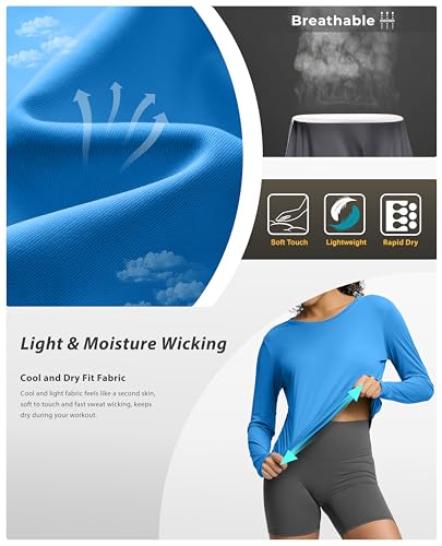 Image of Soothfeel Lightweight Long Sleeve Workout Tops for Women Gym Running Shirts