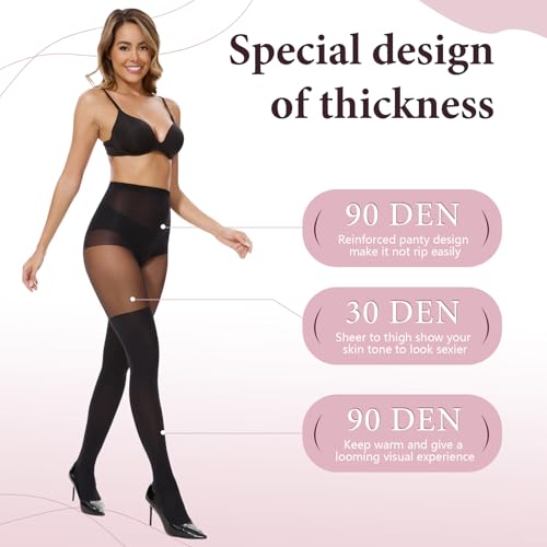 MANZI Faux Thigh High Tights Mock Over the Knee Socks Sheer Suspender Pantyhose Goth Stockings for Women3