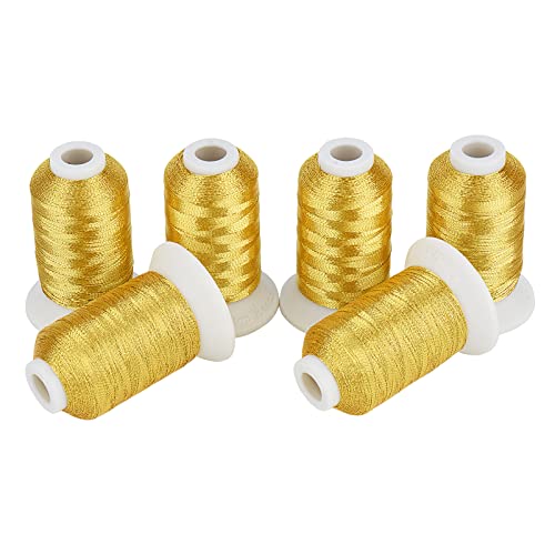 Simthread 6 Gold Metallic Embroidery Machine Thread 500M(550Y) For Embroidery And Decorative Sewing #TOP2