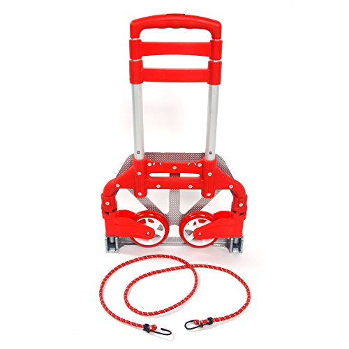 Carretilla plegable de aluminio ligera con ruedas roja