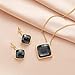 EVEVIC Square Austrian Crystal Necklace Earrings for Women Fashion 18K Gold Plated Hypoallergenic Jewelry Set (Black)