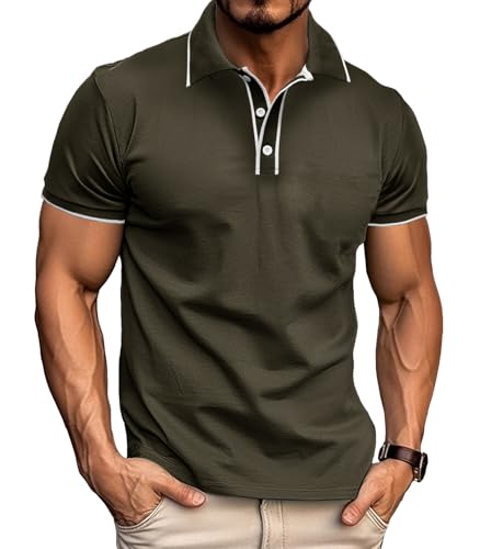Curluriy Polo Manga Corta para Hombre Casaul Clásica Botones Poloshirt Colores de Contraste Verano