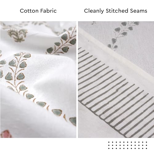 Image of Encasa XO Dining Table Cloth, Jaipuri Block Print Cotton Cover Swiss
