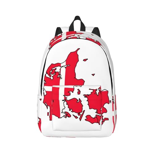 Sac à dos décontracté avec drapeau danois et carte pour adulte actif