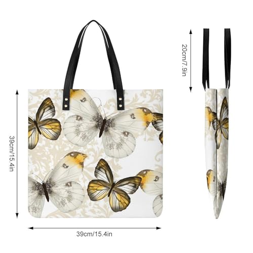 Sac à bandoulière Papillon Jaune en format 39x39cm, le tote bag léger au motif imprimé