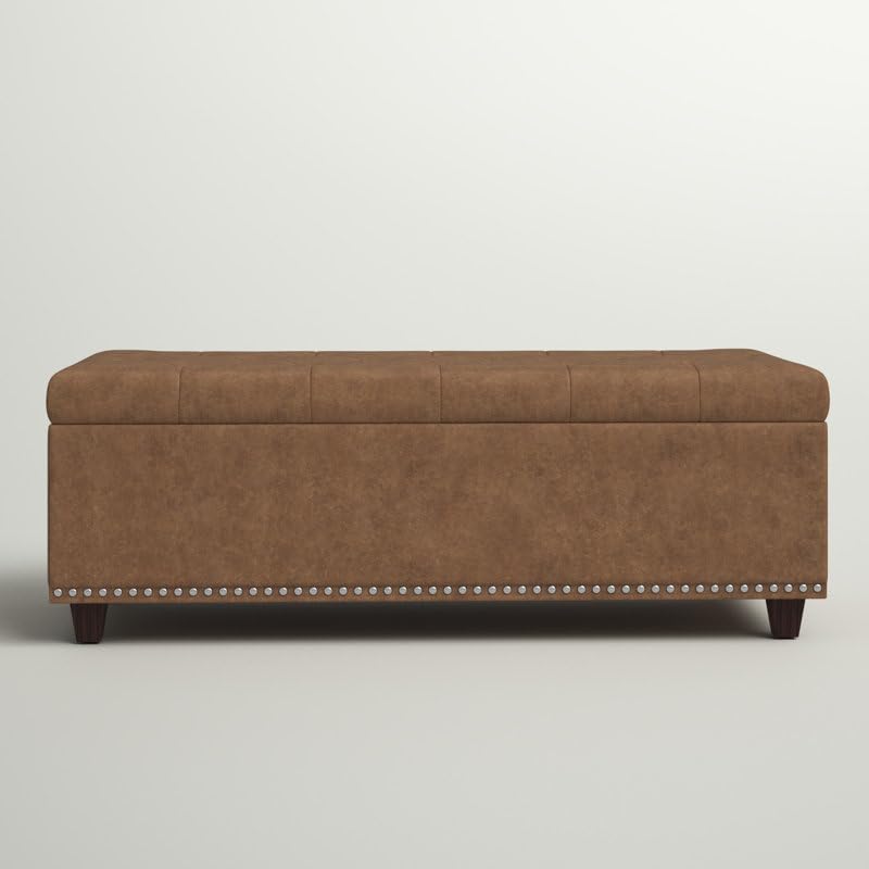 Image of Ottoman Bench with Storage, Ottoman Bench with 2 Seater Sofa Bench, Upholstered Bedroom Bench with Button-Tufted, Entryway Bench Storage Bench for Living Room Bedroom Office