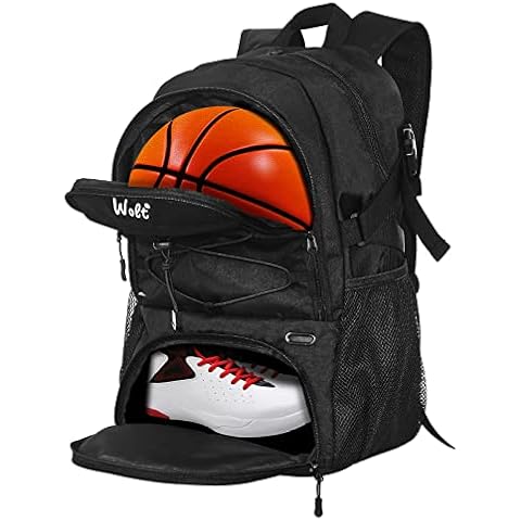 WOLT | Basketball Backpack Large Sports Bag with Separate Ball Holder & Shoes Compartment, Best for Basketball, Soccer, Volleyball, Swim, Gym, Travel(Black) Cover