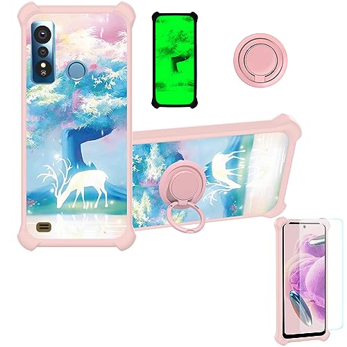 jioeuinly Case for Mobicel R9 Pro Case Compatible with Mobicel R9 Pro Phone Case Cover [with Tempered Glass Screen Protector][Ring Support][Luminous Effect] YGF-GL