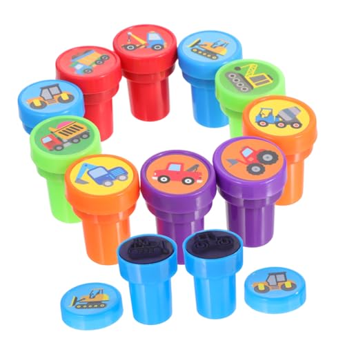 BESPORTBLE Tampons Véhicules de Chantier Garçon et Filles Lot 20 Pièces Plastique Compact Encre pour Tampons Activités Créatives Scrapbooking Présents...