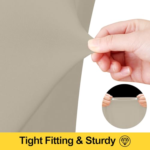 Image of Smiry Spandex Elastic Fitted Table Cloth Skirt for 4FT Rectangle Table | Stretch Washable Table Cloth, Banquet Table Cover for Wedding, Party, Indoor & Trade Shows, (Taupe, 48Lx30Wx30H)