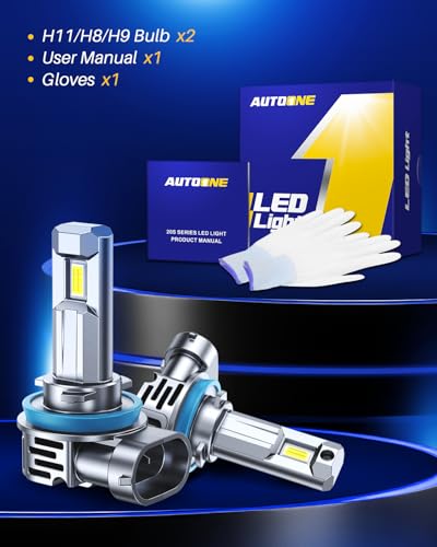 Image of AUTOONE H11 /H9 Bulb, No Flicker H11 Lights, 60000LM with Cooling Fan, H9 /H8 /H11 Car Bulbs Plug and Play, IP68, Pack of 2