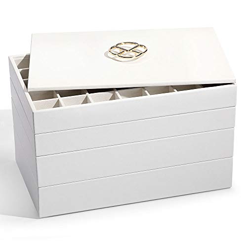 Vlando Jewelry Tray Jewelry Organizer for Drawer Jewelry Organizer Tray Jewelry Drawer Organizer Stackable Jewelry Organizer Trays Drawer Jewelry Organizer-White