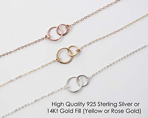 Personalized 13Th Birthday Gifts For Girls, 2 Interlocking Circles Necklace With Card, 14K Rose Or Yellow Gold Filled Or Sterling Silver #TOP1