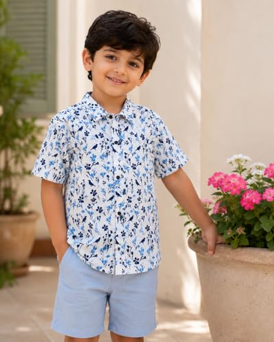 Image of RICH COPPER Fashionable Cotton Printed Half Sleeve Casual Shirt for Men Featuring Lightweight Fabric and Modern Design