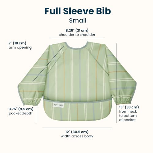 Image of Tiny Twinkle Long Sleeve Bib for Babies & Toddlers | Waterproof Smock Bib for Eating | Machine Washable & Mess-Proof Feeding Essentials | Newborn Shower Gift (Heritage Stripe, 6-24M)
