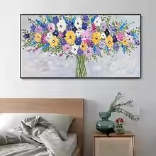 Impression sur toile bouquet coloré grand format 90x180cm de qualité