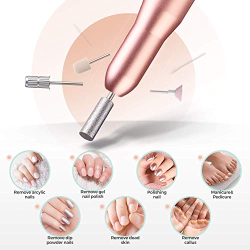 Portable Electric Nail Drill, Compact Efile Electrical Professional Nail File Kit for Acrylic, Gel Nails, Manicure Pedicure Polishing Shape Tools Design for Home Salon Use - Thumbnail 5