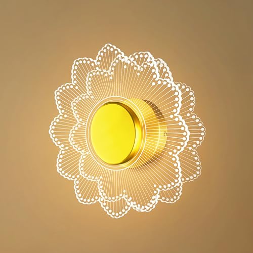 Image of Spiral Gride Glow 3-in-1 LED Wall Light | Modern Fancy Lights for Living Room, Bedroom Wall Decor, Home Decoration Items & Indoor Luxury Night Lamp (Golden Accent, Pack of 1)