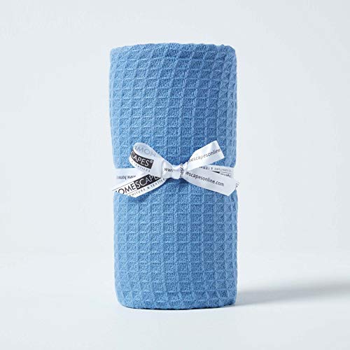 Homescapes Babydecke aus 100% Bio-Baumwolle, blau, Piqué-Waffeldecke, 90 x 110 cm, Erstlingsdecke, Tagesdecke – Ansicht 1