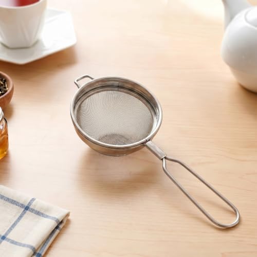 Image of Nestasia Stainless Steel Tea Strainer Set of 2 | Fine Mesh Coffee, Juice & Green Tea Strainer | 100% Food-Safe, Rust-Resistant & Dishwasher-Safe Chai Chhalni