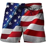 Casual Herren Badehose Beiläufige Art und Weise Der Männer Schnell Trocknend Badehose mit Taschen 3D-Kreative Printed USA Flagge Muster Sommer Bequemer Persönlichkeit Strand Board Shorts mit Mesh-Futt