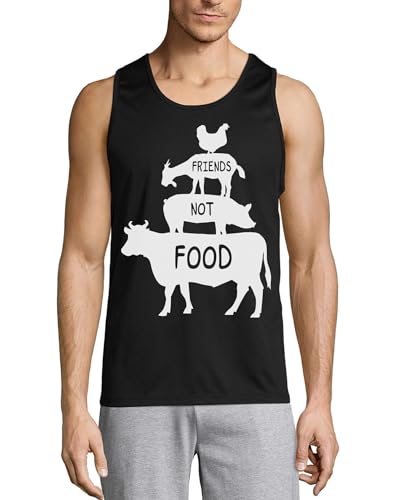 Débardeur vegan homme premium Friends Not Food en coton noir durable
