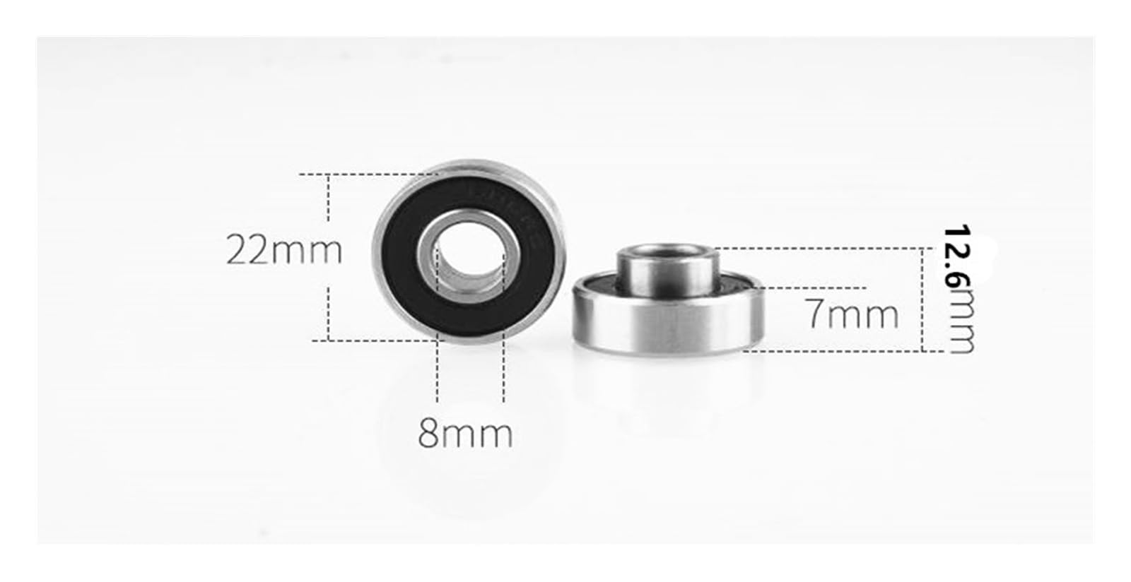2/10 pièces 608 2RS roulement avec entretoise ABEC-7 8X22X7 Longboard Skateboard roulements à Billes (Size : 10pcs)