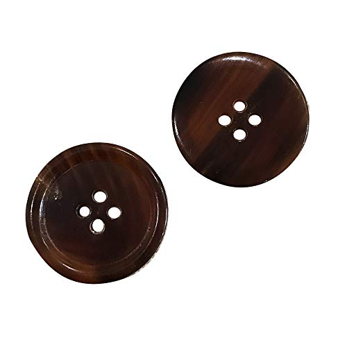 Image of Set of 10 Premium Genuine Brown Horn Buttons - 25mm (1 Inch) for Coats
