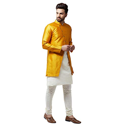 Image of SOJANYA (Since 1958 Men's Silk Blend Kurta Churidaar Pyjama & Jacket Combo