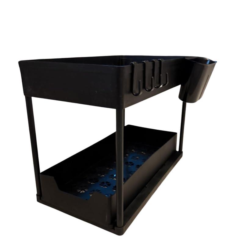 E-COSMOS® 2-Tier Under Sink Organizer - Pull Out Cabinet Storage with Hooks & Ha...