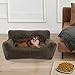MCombo Dog Sofa for Small Medium Dogs, Fabric Pet Couch, Sleeping Bed Indoor, 0374 (Mocha)