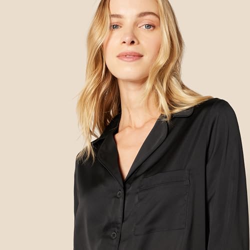 Amazon Essentials Women's Satin Long Sleeve Shirt and Pant Pajama Set