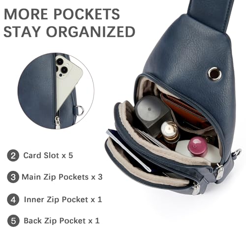 Image of BOSTANTEN Sling Bag Cross Body Bag Trendy Leather Crossbody Purse with Adjustable Guitar Strap for Travel