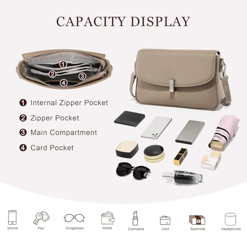 Leather Crossbody Bags for Women, Everyday Medium Purses Trendy, Women's Shoulder Handbags with Adjustable Strap3