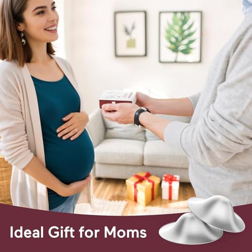 Image of Momcozy 999 Silver Nursing Cups, Hole-Free Nipple Shields for Breastfeeding, Metal Silver Covers for Newborns (XXL)
