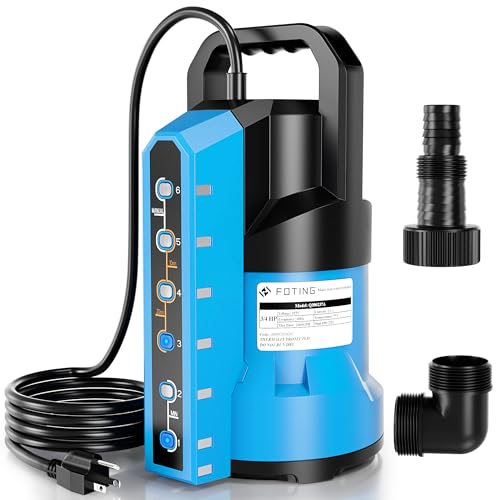 FOTING Sump Pump 3/4HP Automatic Submersible Water Pump 4 Mode, 2400GPH Thermoplastic Electric Portable Transfer Water Pump for Swimming Pool Garden Pond Basement with 16ft Long Power Cord
