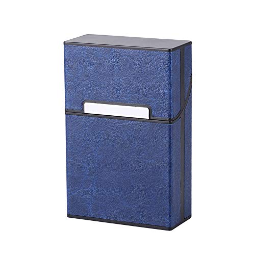 Jomihoney King Size PU Leather Cigarette Case with Magnetic Flip Top Closure Pocket Carrying Cigarette Hard Box and Holder for Whole Package Cigarettes 20pcs Design Fancy Style Box (Blue)