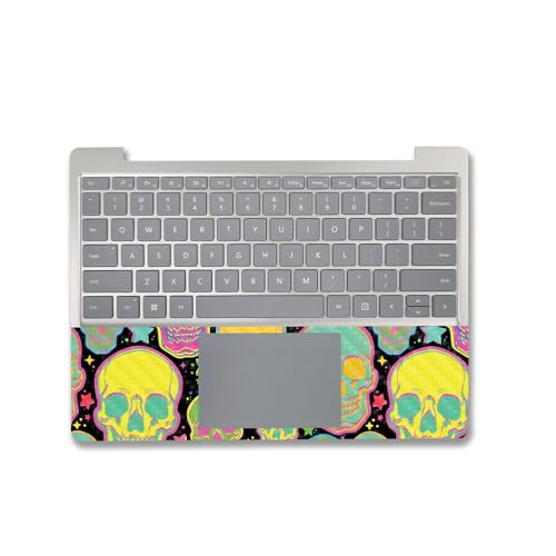 Image of MightySkins Carbon Fiber Skin Compatible with Microsoft Surface Laptop Go 3 (2023) Full Wrap Kit - Candy Skulls | Protective, Durable Textured Carbon Fiber Finish | Made in The USA
