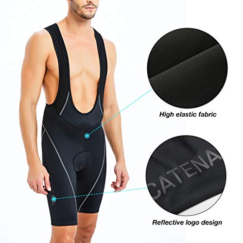CATENA Men's Cycling Bib Shorts 3D Padded Bike Short Breathable Bicycle Tights Black