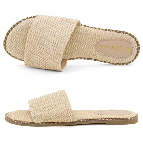 Image of Shoe Land Flat Sandals for Women - Slip-On Slides with Cushioned Footbed | Comfortable Dressy & Casual Open Toe Summer Sandals for Beach, Travel & Everyday Wear