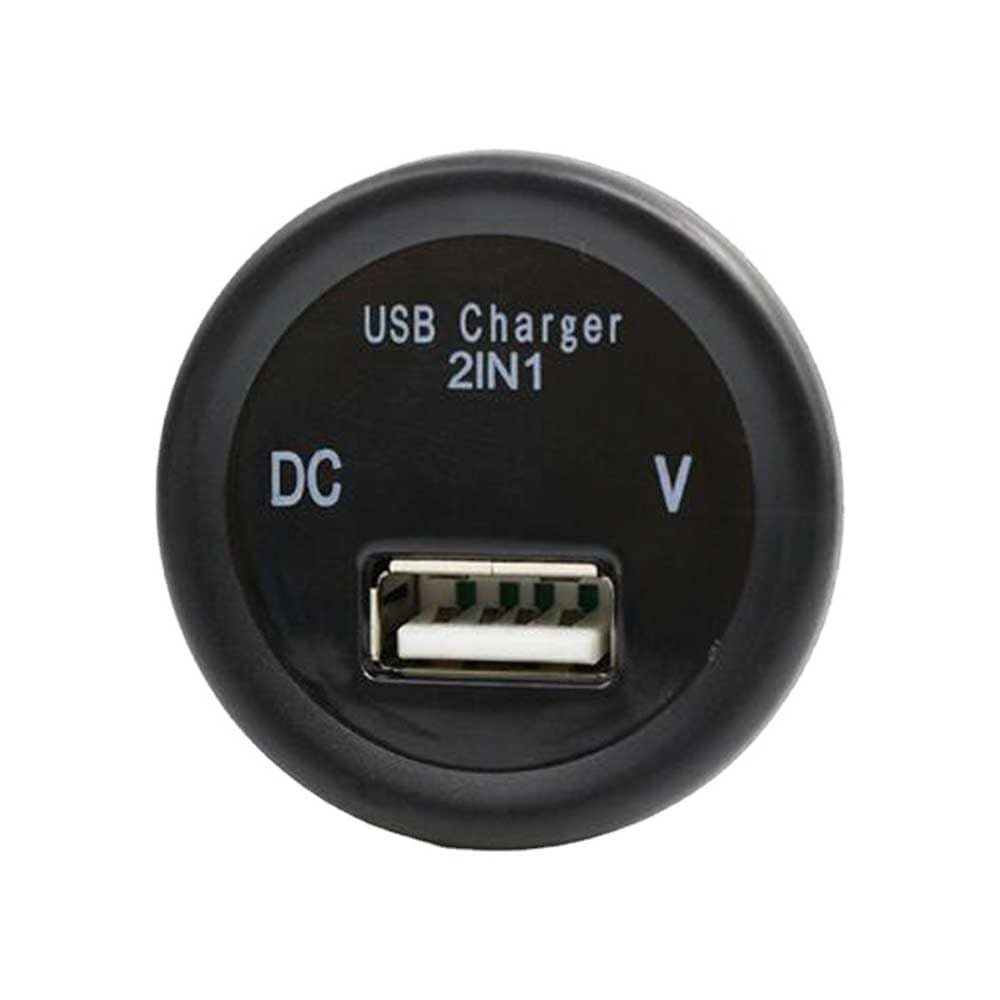 5V 2.1A Charging Port with Voltage Detection Modified Single USB + Voltage Meter 12-24V Input for Marine Truck Motorcycle Car etc