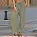 Women's Summer High Waisted Cotton Linen Palazzo Wide Leg Casual Flowy Pantswith Pockets (Green, L)