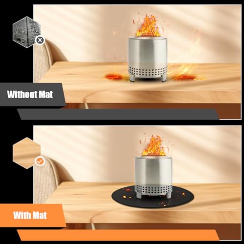 20'' Fire Pit Mat for Solo Stove Mesa/XL Tabletop Fire Pit,4-Layer Fireproof Heat Resistant Under Grill Mat, Easy-to-Clean Waterproof & Non-Slip for Table Top Protection