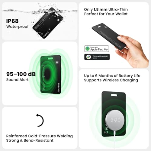 Image of Nutale Smart Air Tag Card Finder Smart Air Tag for Apple (iOS Devices) & Android (Google Hub) Rechargeable Wireless Bluetooth Tracker, Card Size Anti-Lost Loud 90dB Alert, Waterproof for Kids, Wallet
