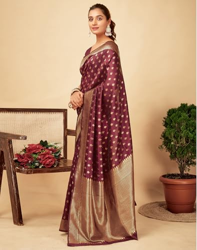 Image of SIRIL Women's Banarasi Soft Silk Saree Pure Silk with Unstitched Blouse Piece