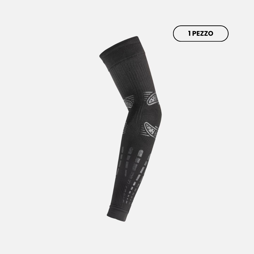 FLOKY 1pc No Strain Evolution Multisport Sleeve Tennis, Padel, Basketball - Reduziert Vibrationen, stützt Ellenbogen und Unterarm - Kompressionsmanschette stabilisiert Sehnen und Muskeln - Schwarz XXL