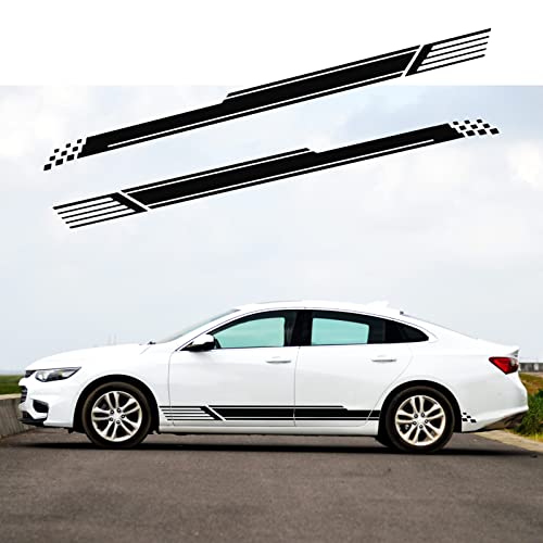 Ramuel Car Body Side Stripe Decal Racing Sport Stripes Stickers Lattice Graphic Vinyl Decals Door Panel Decal Car Sticker Universal For Car Suv Trucks Diy Decor Accessories (2Pcs Black) #TOP14